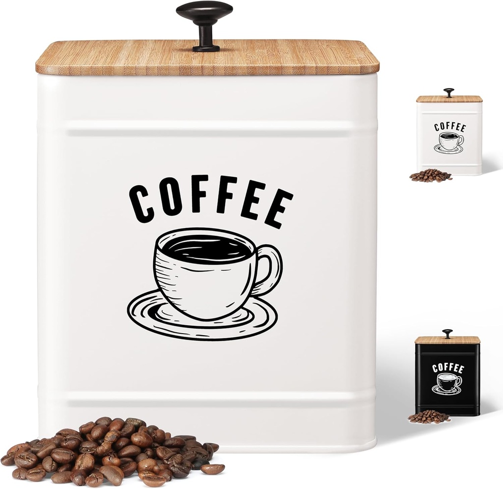 PERFNIQUE Coffee Canister, Airtight Coffee Bean Storage Container, Café Grounds Container, Cafe Jar Cafe Holder, K Cup Holder, Food Storage Container, Farmhouse Kitchen Decor