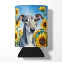 Caroline's Treasures Greyhound in Sunflowers Can or Bottle Hugger Cooler Washable Drink Sleeve Collapsible Beverage Insulated Holder, Can Hugger, Multicolor