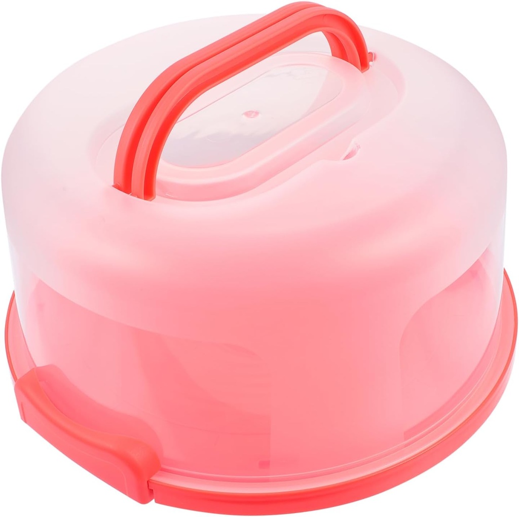Thickened Reusable Cake Box Portable Plastic Cake Carrier Buckle Muffins and Baked Goods Lightweight and Easy to Carry in Orange Red