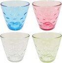 4 Pack of Colorful Whiskey Glasses - Glass Cups for Water, Wine, Beer, Iced Tea, and Other Drinks - Includes Blue, Clear, Green, Pink by SciencePurchase