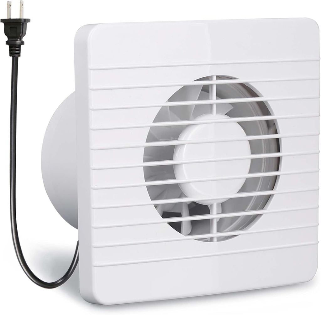 4 Inch Wall-Mounted Exhaust Fan, Small Bathroom Fan, IPX4 55CFM Window Extractor Fan w/with Anti-backflow Check for Toilet, Office, Kitchen