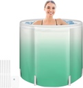 Portable Foldable Bathtub for Adults - Collapsible Travel Tub for Camping, Home & Spa - Space Saving, Durable PVC (Green Gradient)