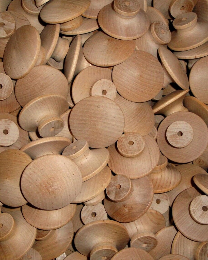 2" Birch Wood Unfinished Drawer Knobs - Round Wood Drawer Knobs without Screws (5 Count)