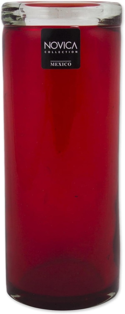 NOVICA Hand Blown Red Recycled Glass Cocktail Glasses, 14 Oz 'Ruby' (Set Of 6)