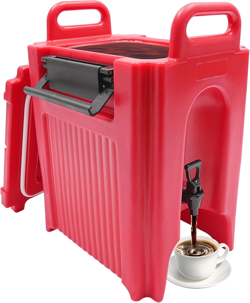 5.28 Gallon Insulated Beverage Dispenser, Food-grade Beverage Carrier for Ice and Hot Drink with Handles, Portable Beverage Server for Party, Restaurant, Catering, Drink Shop (RED, 5.28 Gallon)