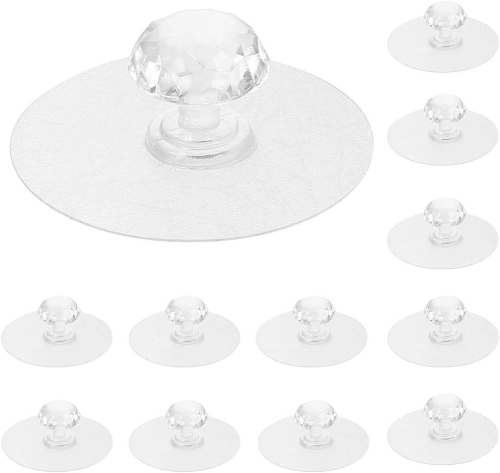 POPETPOP 30 Pcs Clear Cabinet Drawer Knobs: Self Adhesive Door Handle, No Drill Clear Acrylic Cabinet Knobs for Dresser Wardrobe Cupboard Kitchen Door