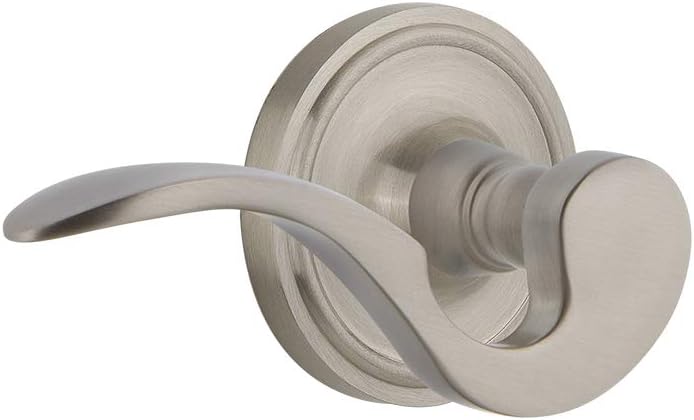 Nostalgic Warehouse 761873 Classic Rose Right-Handed Manor Lever Passage, Backset Size: 2.375", Satin Nickel