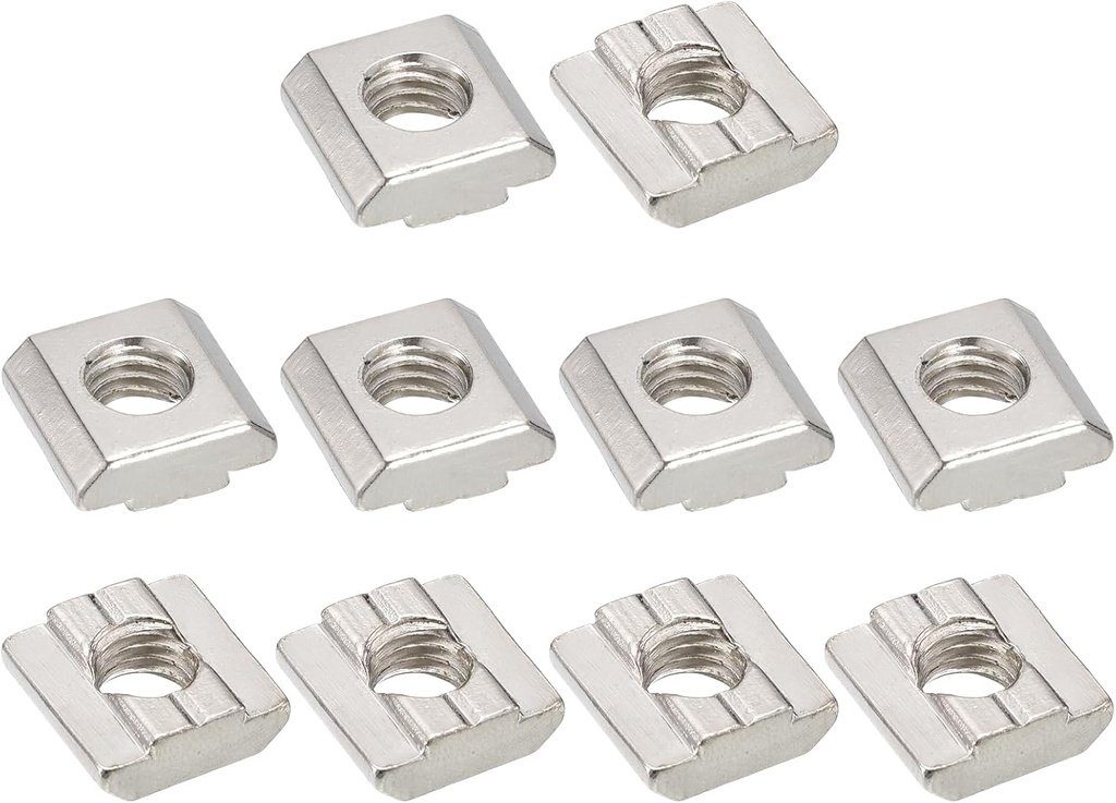 uxcell T Nuts, 30pcs - Nickel Plated Carbon Steel T Slot Bolts, 3030 Series M8 Hammer Head Fastener, Sliding T Nuts for Aluminum Extrusion Profile (Silver)