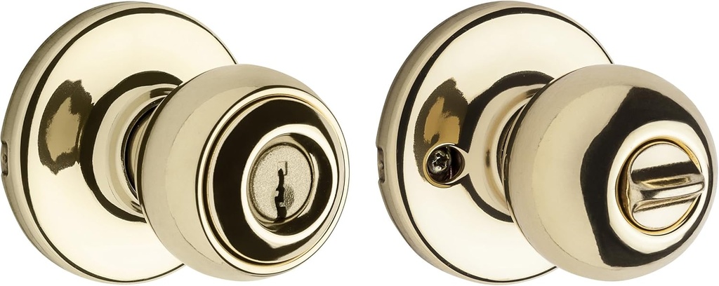 Kwikset 400P 3 CP Polo Entry Knob, Polished Brass