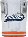 R and R Imports Paducah Kentucky State Shape Design Souvenir 2 Ounce Shot Glass Square Orange Base 4-Pack