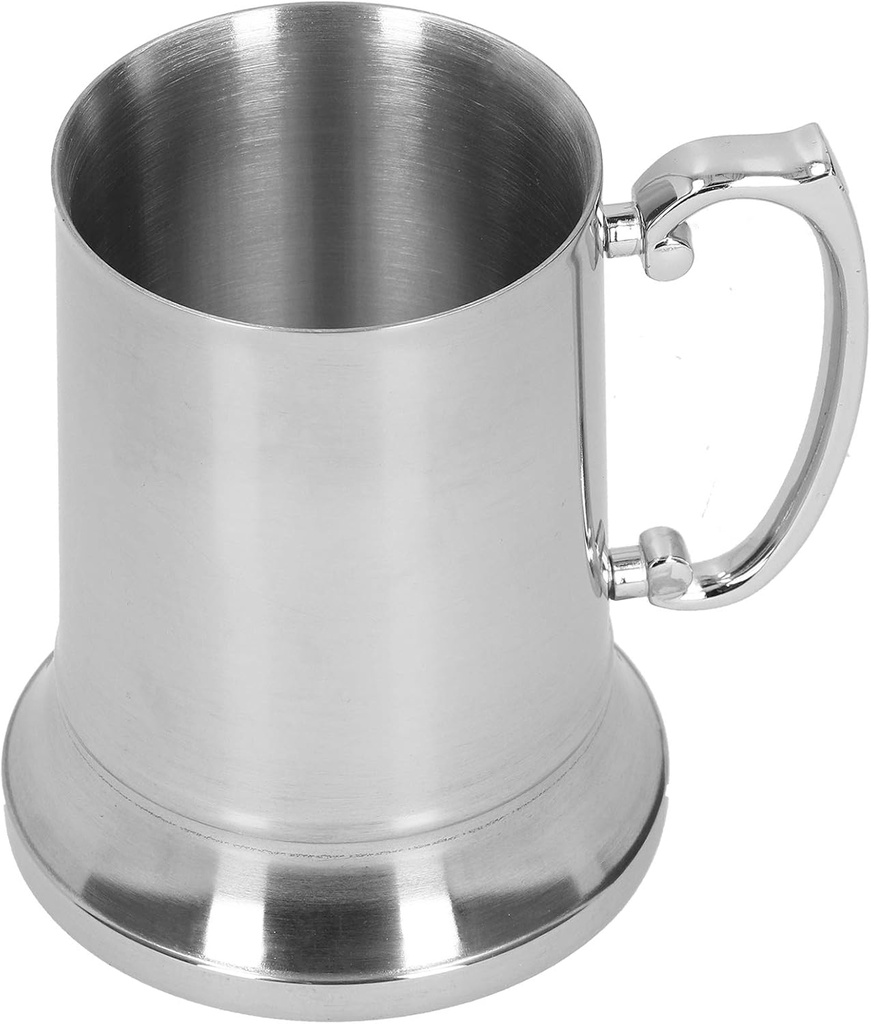 Beer Mug, Stainless Steel Mug Silver with Handle, Wine Beer Mug Water Cup, Portable Coffee Cup for Bar Hotel Supplies Cocktail Glass Goblet Cups (450ml)