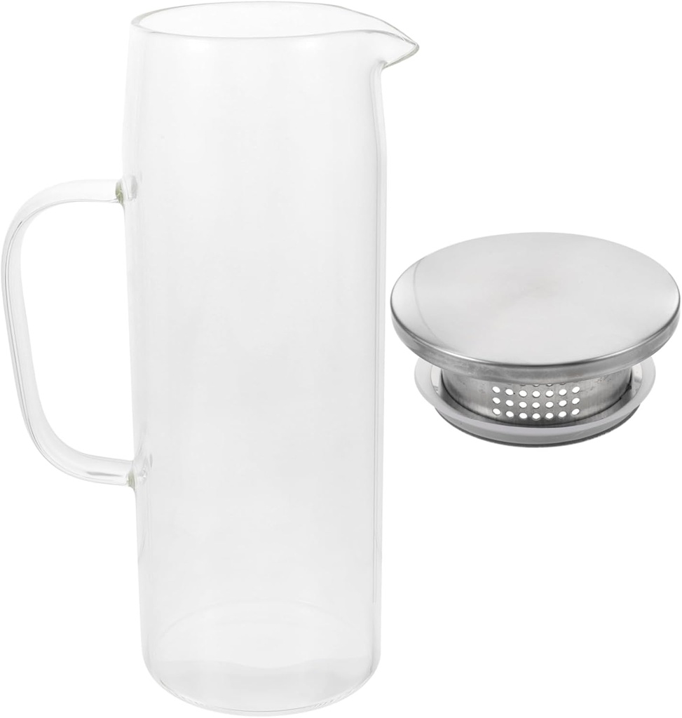 High Borosilicate Glass Water Pitcher with Infuser Lid and Cold Water Jug for Juices Iced Tea and Hot Liquids Elegant Kitchen Dispenser with Fine