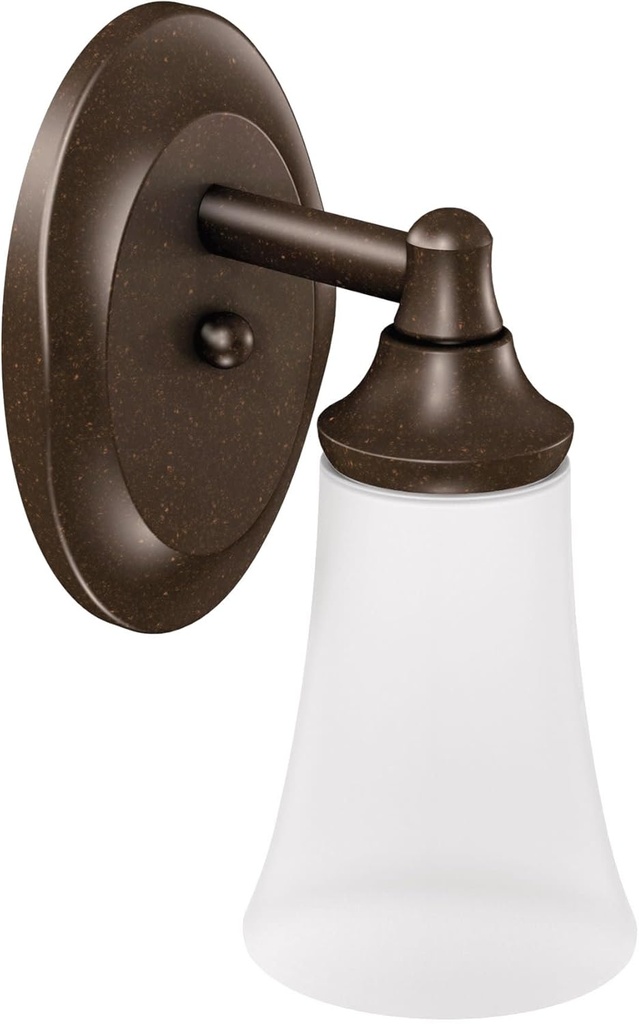 Moen YB2861ORB Eva 1-Light Dual-Mount Bath Bathroom Vanity Fixture with Frosted Glass, Oil Rubbed Bronze