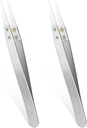 Ceramic Tweezers, 2pcs Stainless Steel Ceramic Precision Tweezers for Electronics, Non-Conductive Anti Static High Temperature Resistant Fine Point Tweezers for Precision Electrical Operation