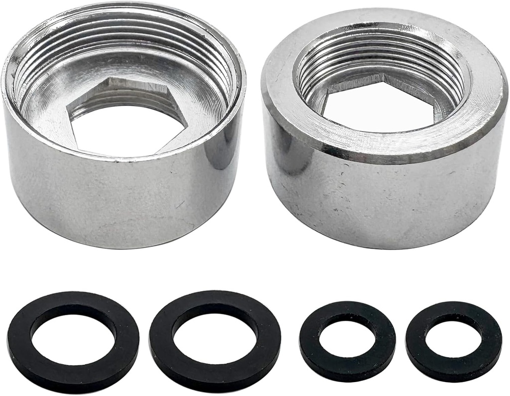 18mm Female to 24mm Female Faucet Adapter,Brass Water Faucet Adapter,Tap Connector Aerator for Bathroom Kitchen,Silver(2Pcs)