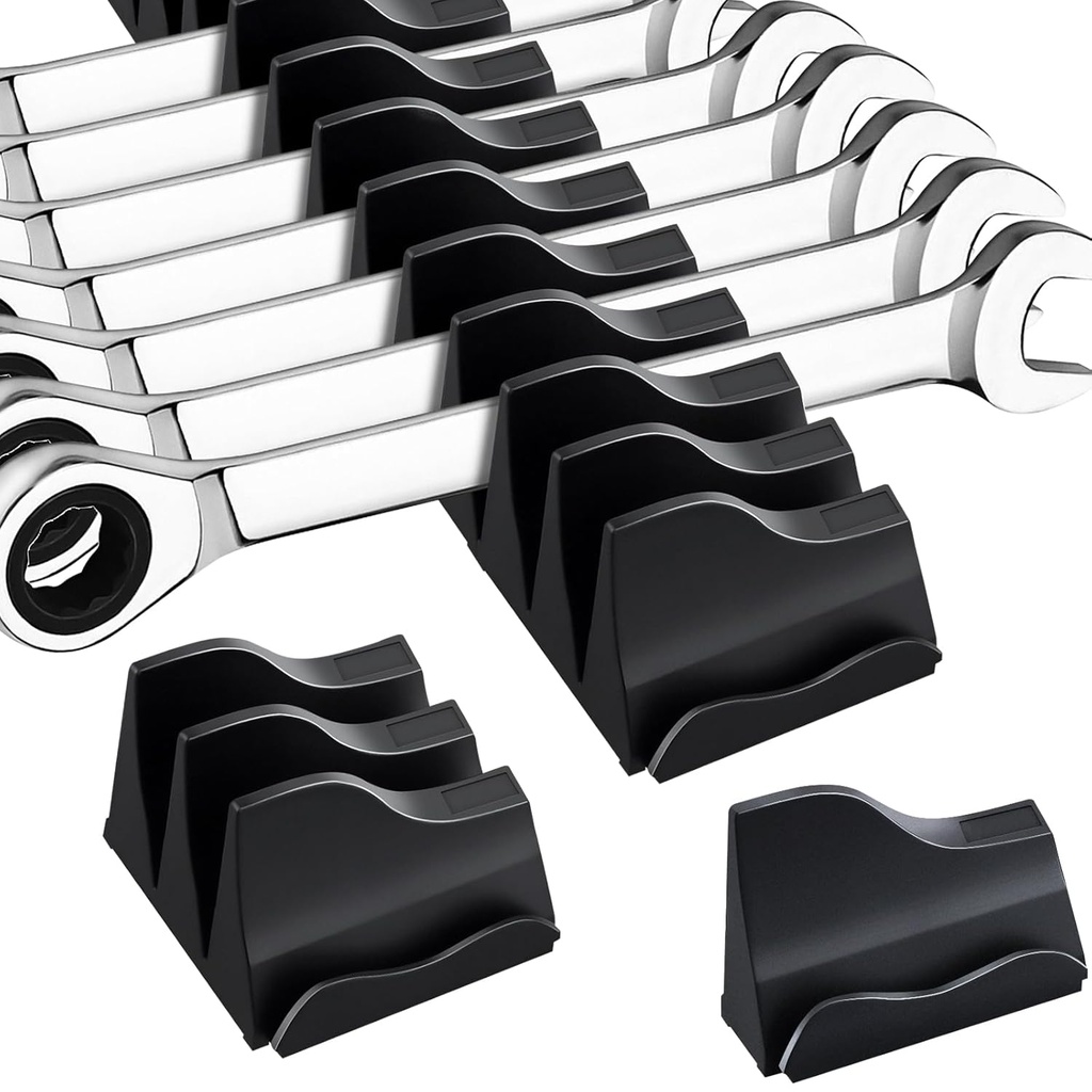 42-Tool Magnetic Wrench Organizer, Customizable Wrench Organizer Set for Tool Box, Wrench Holder for Tool Drawer Storage (Black, 42 PCS)