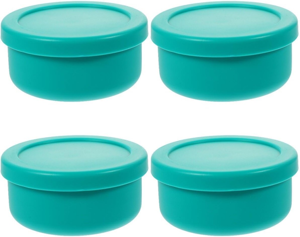 DOITOOL Pizza Dough Container 4PCS Pizza Dough Proofing Box, Silicone Stackable Proofing Container with lid, Pizza for Family Size Dough,700ml (Green)