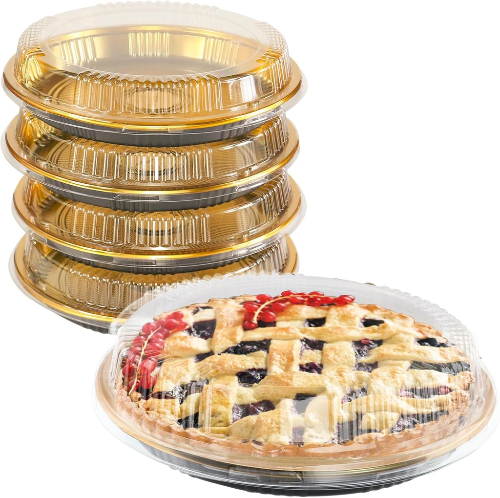 5 Pcs Disposable Pie Carrier with Clear Lid Round Cake Cupcake Container for Pies Cake Slice Candy Pizza Salads Meal Prep (11 Inch)