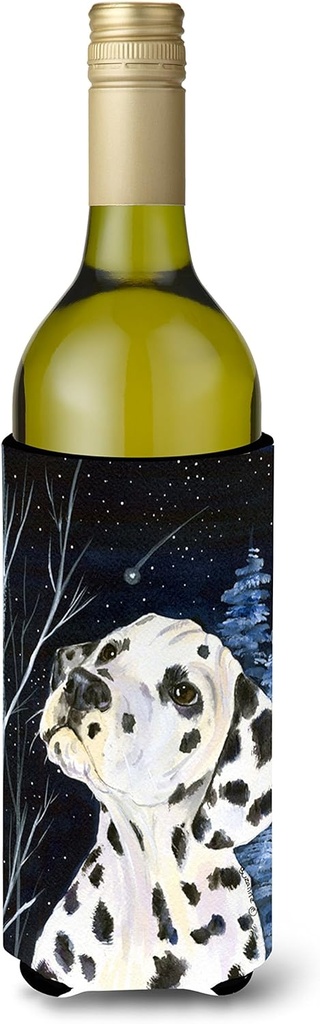 Caroline's Treasures SS8370LITERK Starry Night Dalmatian Wine Bottle Hugger Bottle Cooler Sleeve Hugger Machine Washable Collapsible Insulator Beverage Insulated Holder