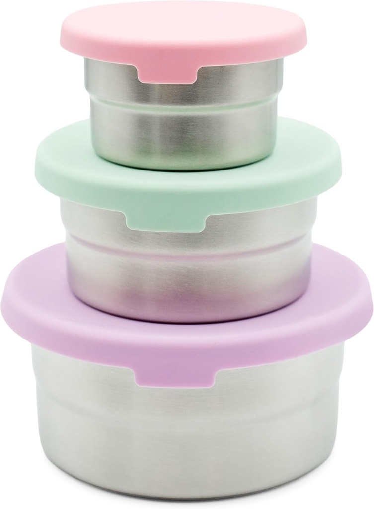 Stainless Steel Food Storage Containers - 3 Pack - 3 Oz, 6.1 Oz, 12.85 Oz with Leakproof Silicone Lids, BPA-Free, Dishwasher & Freezer Safe, Nesting & Stackable for Meal Prep, Lunch Boxes & Snacks