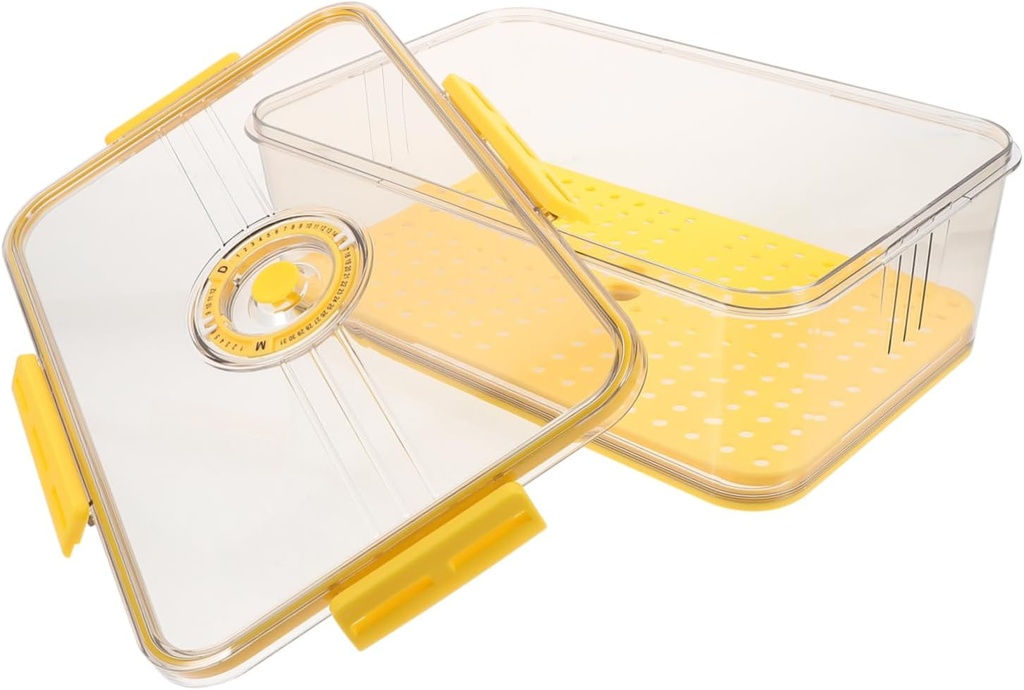 Fridge Storage Box for Bread Food Airtight Fresh Keeping Organizer with Timer Lid Sealed Design for Vegetables Fruits and Snacks Container