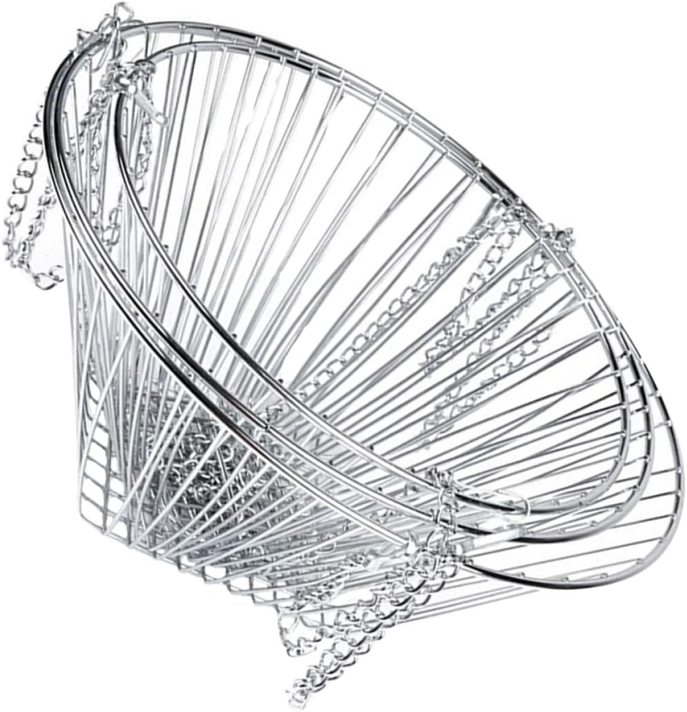 PRETYZOOM Foldable Vegetable Hanging Basket Detachable Fruit Storage Rack for Home Kitchen Office Organization Electroplated Design for Lasting Use