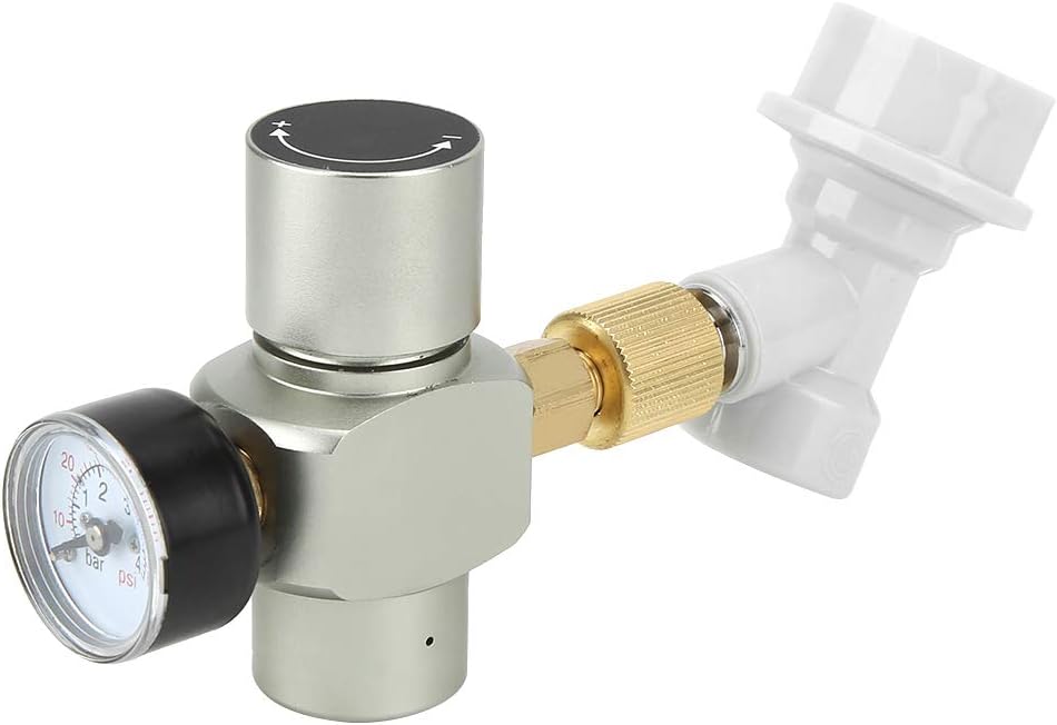 Beer Keg Charger CO2 Dispenser,Homebrew Beer CO2 Regulator Charger Gas Disconnect with Plastic Connector 0-60PSI for Homebrewing