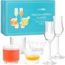 Crutello Tequila Sipping Glasses - Set of 6, 3 Unique Style Mezcal Glassware - 10 & 5 oz Tequila Tasting Glasses & 4 oz Copita Snifter Glass, Best Gifts for Alcohol Lovers