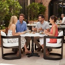 Patio Dining Chairs Set of 4, Modern Outdoor Dining Chairs with Cushions & Backrest, Dining Chairs with Armrests, Metal Outdoor Dining Chair, Round Outdoor Dining Chair for 4, Beige