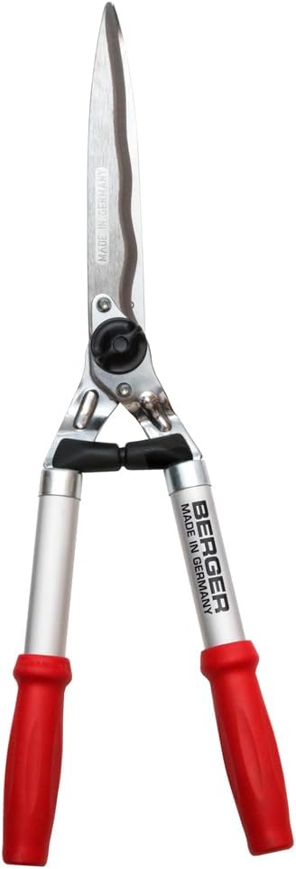BERGER Professional Hedge Shears 4595 – Wavy Blade Garden Trimmer with Forged Steel, Replaceable Chrome-Plated Blades, Soft Grip & Lightweight Aluminum Handles