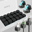 18 Pack Cord Organizer Holder,Magnetic Cable Clips Management, Easy Adhesive Phone USB Charger Cord Keeper, Hide Or Organize Desk Cable for Kitchen, Office, Car, Nightstand （Black）