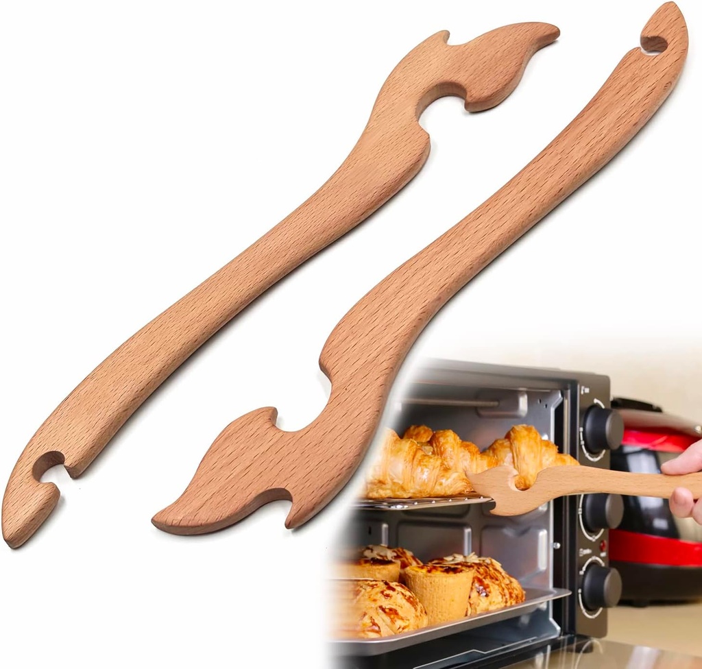 Oven Rack Puller, Wood Oven Rack Push Pull Tool, Prevent Scalding, Pull out Hot Racks Safely, Long Handle Toaster Oven Accessories,Suitable For Kitchen Oven, Air fryer,etc (2)
