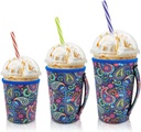 Iced Coffee Sleeve Insulator Sleeves for Cold Drinks Beverages, 3 Pack Reusable Neoprene Cup Sleeve with Handle for 16-32oz Coffee cups(Retro)
