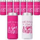 LemonRoad 8 Pcs Bachelorette Party Can Sleeves 5.5" x 3.5" Slim Can Cooler Sleeves Bulk for Beach Bachelorette Party Decoration Accessories Bride Bridesmaid Gifts (White,Rose Red,Bach Club)
