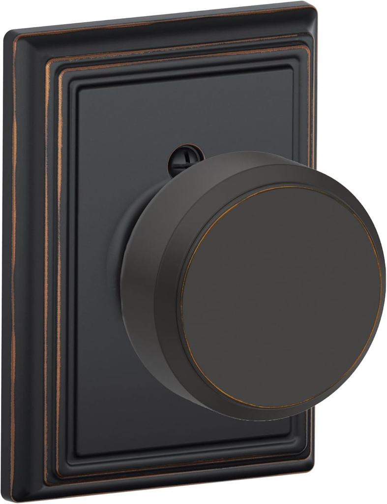 Schlage F170-BWE-ADD Bowery Single Dummy Door Knob from The F-Series with Decora, Aged Bronze