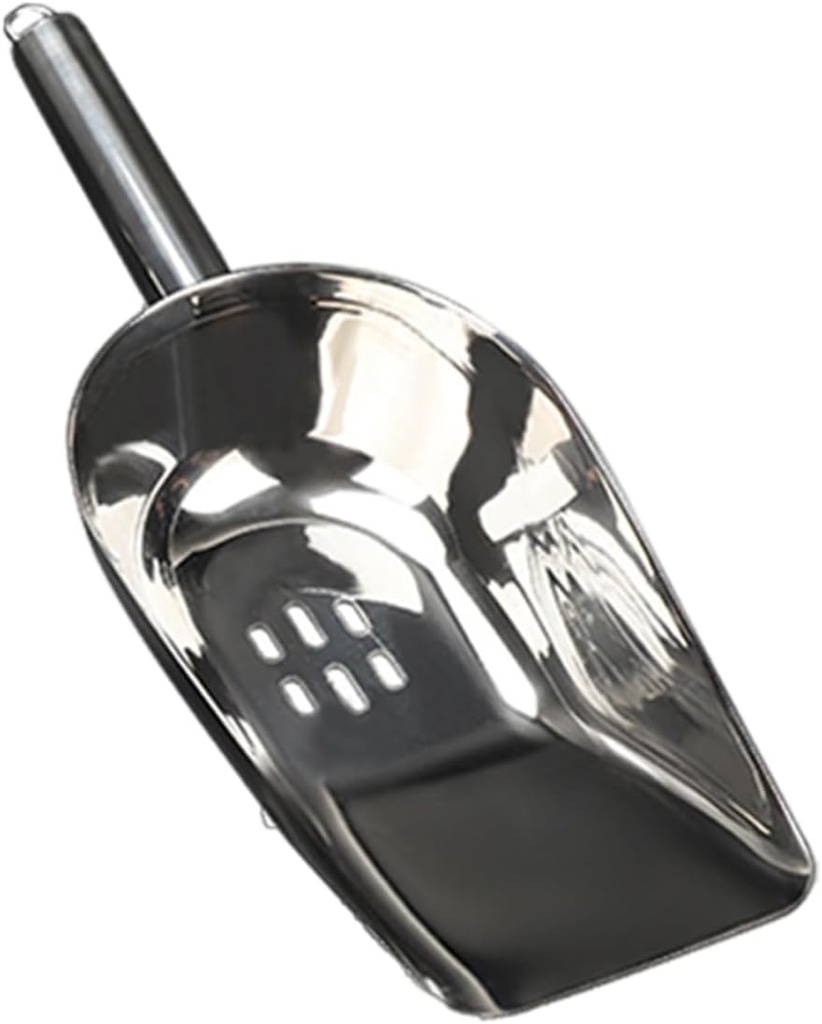 Stainless Steel Ice Scoop for Food and Ice Medium with Filter Heavy Duty Kitchen Gadget for Easy Cleaning and Storage for Bars and Home Use