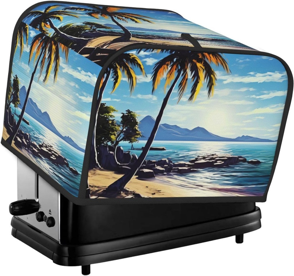 4 Slice Toaster Covers Bread Machine Cover Quilted Dustproof Fingerprint Protectors Small Washable Appliance Cover Relaxed Beach Bread Maker Dust Protection Universal Size