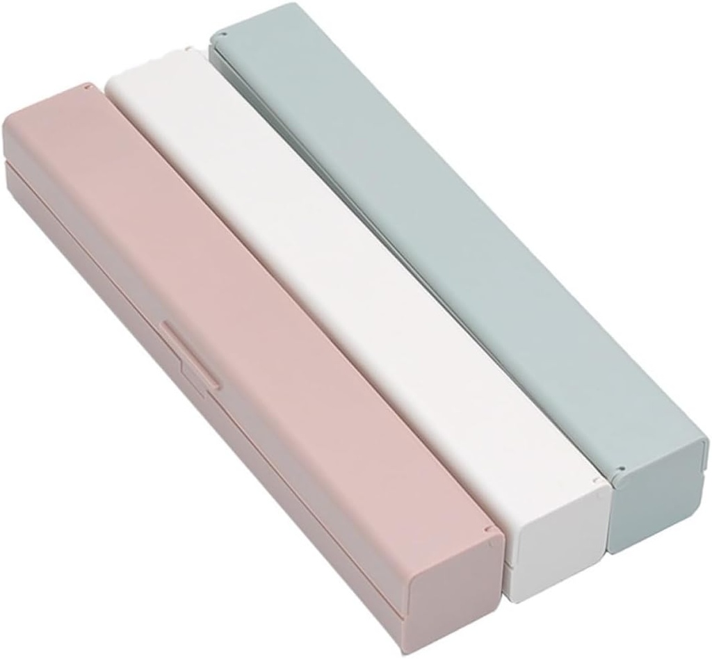 Cling Film Dispenser Plastic Wrap Dispenser Food Wrap Cling Film Storage Organizer for Kitchen Aluminum Foil Wax Paper 3 Pieces (Color: Blue White), foil cutter dispenser