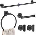 YACVCL 5 Pieces Bathroom Hardware Set Black, 27.5 Inch Towel Holder for Bathroom Wall SUS304 Stainless Steel, Matte Black Bathroom Accessories Wall Mounted, Bathroom Towel Holder Set, Towel Rod