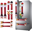 Christmas Refrigerator Handle Covers Set of 8, Washable Santa Snowman Kitchen Appliance Covers Fridge Microwave Oven Dishwasher Door Handle Protector Christmas Decorations Holiday Decor
