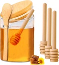 Glass Honey Dispenser No Drip with Dipper and Spoon, 16 Oz Oversize Honey Jar with Lid -Jar Set Honey Pot/Containers with Wooden Dipper Thank You Gift