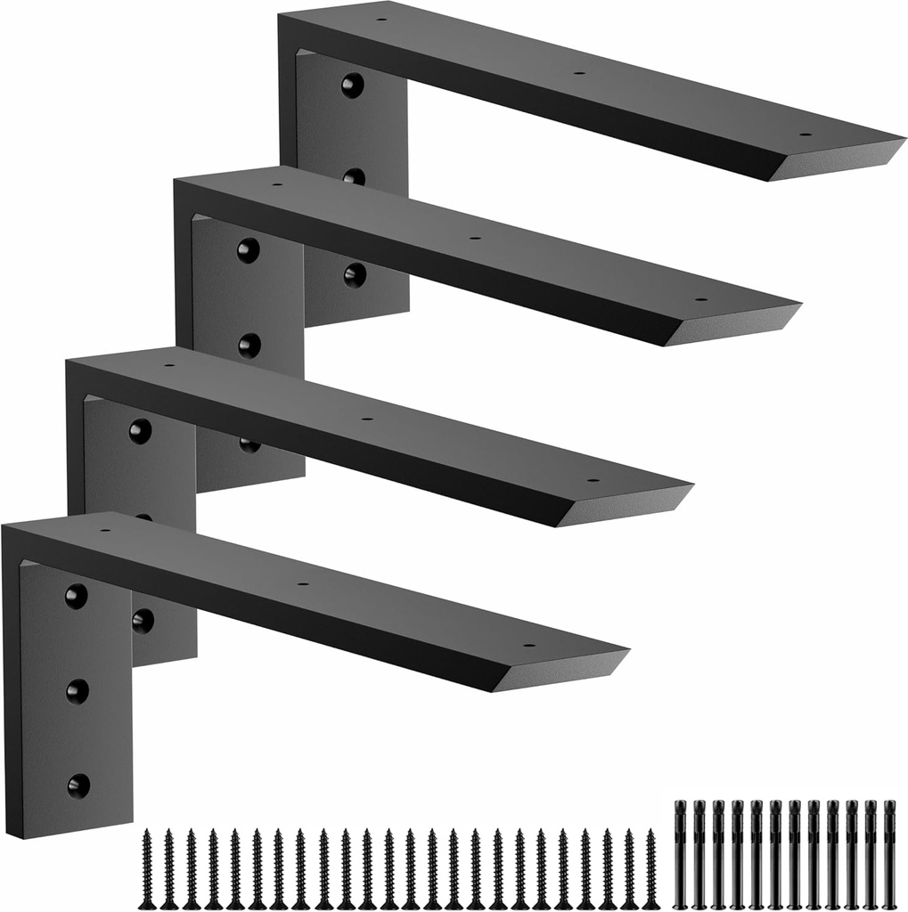 Premium Heavy Duty Countertop Brackets 16 inch 4 Pack (2/5" Thick),Granite Countertop Support 16" x 6" x 2 1/2",Shelf L Bracket Metal Corbels Suitable for Quartz,Wood,Concrete and Laminate Countertops