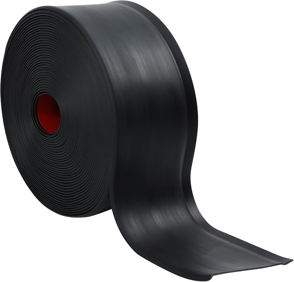 Houseables Rubber Baseboard, Baseboard Trim, Rubber Molding Trim, Base Boards for Walls, Cove Base, Flexible Molding, Peel and Stick, Self Adhesive, Vinyl Coving, for Garage, Floor, Black, 4in x 60ft