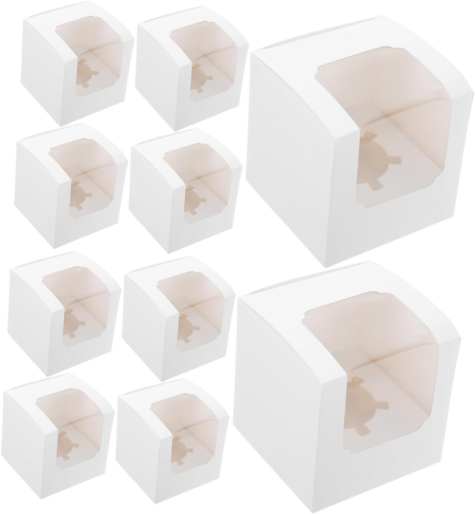 20pcs Paper Cupcake Boxes with Window and Inserts Individual Cupcake Carrier for Weddings Parties and Events Convenient Packaging