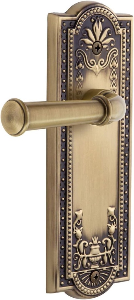 Grandeur PARGEO_PSG_234 Parthenon Solid Brass Rose Right Handed Passage Door Lever Set with Georgetown Lever and 2-3/4" Backset - Vintage Brass