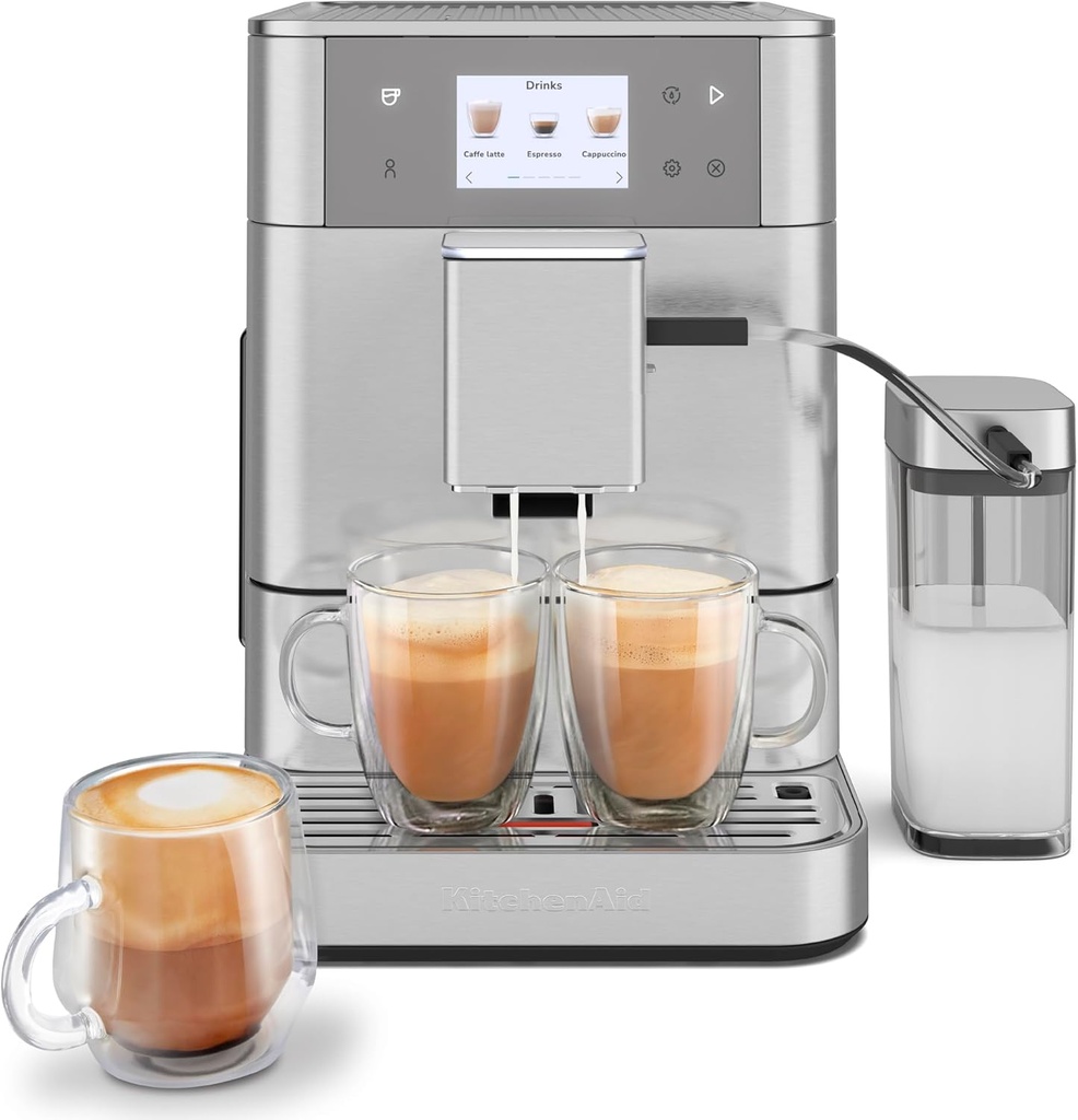 KitchenAid Fully Automatic Espresso Machine KF7 with Milk Attachment, KES8557SX, Stainless Steel