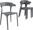 Novogratz Poolside Collection, Felix Stacking Dining Chairs, Indoor/Outdoor, 4-Pack, Charcoal