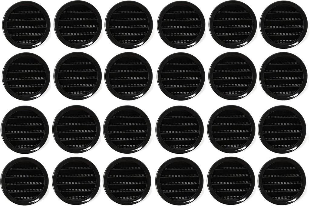 Black 2.5" Round Plastic Soffit Air Vent 50 Pack