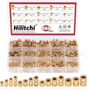 Hilitchi 460 Pcs M2 M3 M4 M5 Female Thread Brass Knurled Threaded Insert Embedment Nuts Assortment Kit, Embed Parts, Pressed Fit into Holes for 3D Prints and More Projects