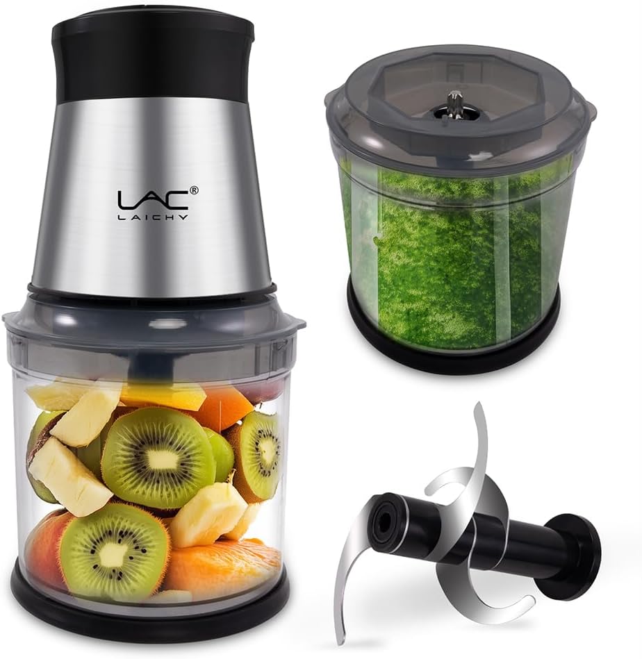 Mini Small Food Processor 4 Cup,Meat Grinder with 2 Bowls,Electric Food Chopper,Powerful Motor 2 Speed & 4 Blades for Baby Food,Meat,Onion,Vegetables,Fruits